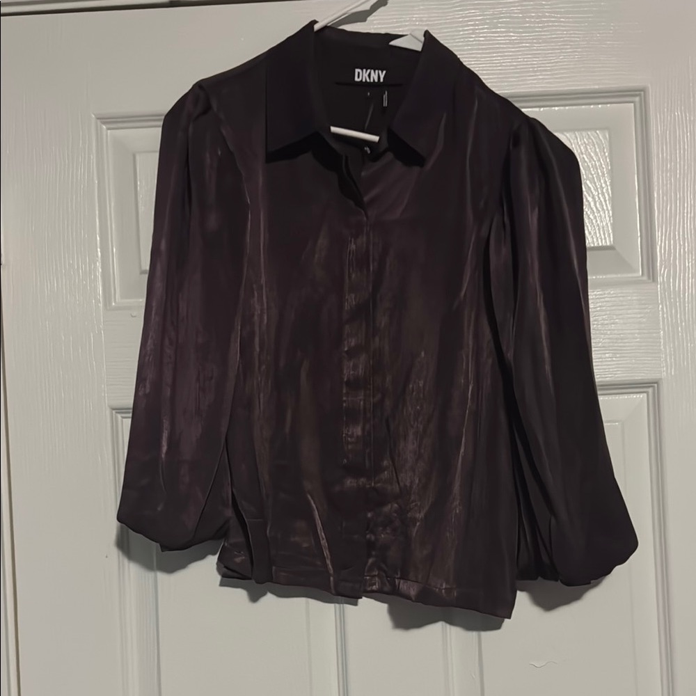 DKNY Purple Satin Blouse